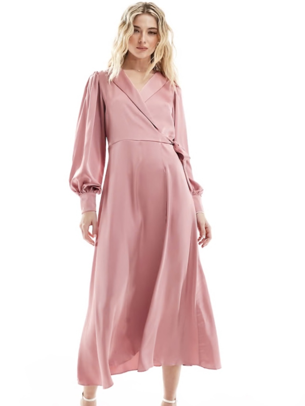 Wrap maxi dress in dusty pink (s)